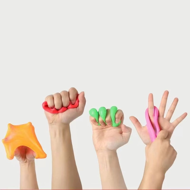 Premium Stress Relief Hand Putty Set – 4 Pcs Soft & Stretchy Silicone Therapy Putty for Finger Training, Decompression, and Children's Gifts – Non-Sticky, Bounceable & Durable - StrengthXPhysiotherapy