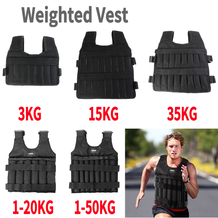 Premium Adjustable Weight Vest for Running, Jogging & Workout – 3kg, 15kg, 35kg Options, Fitness Exercise Jacket with Secure 