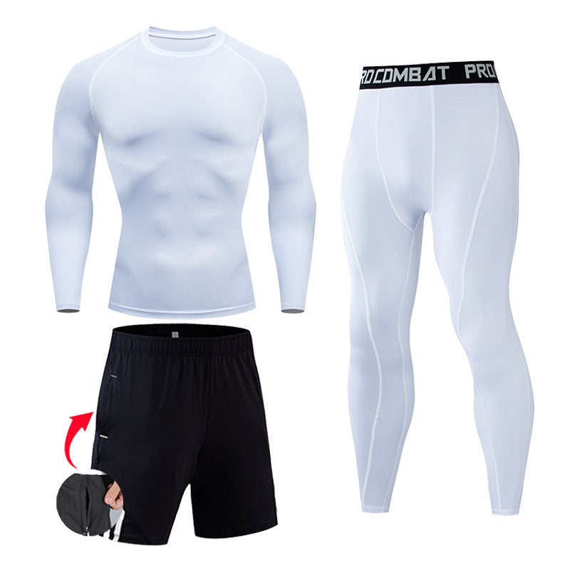 Premium Men’s Compression Sportswear Set – Gym Tights & Rashguard, Workout & Running Tracksuit, Training Clothes for Jogging