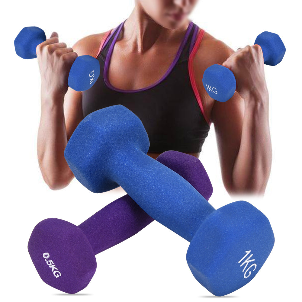 Premium Colored Neoprene Dumbbell Set – Non-Slip Grip for Weightlifting, Includes 2lb, 3lb, 5lb Weights, Compact Storage