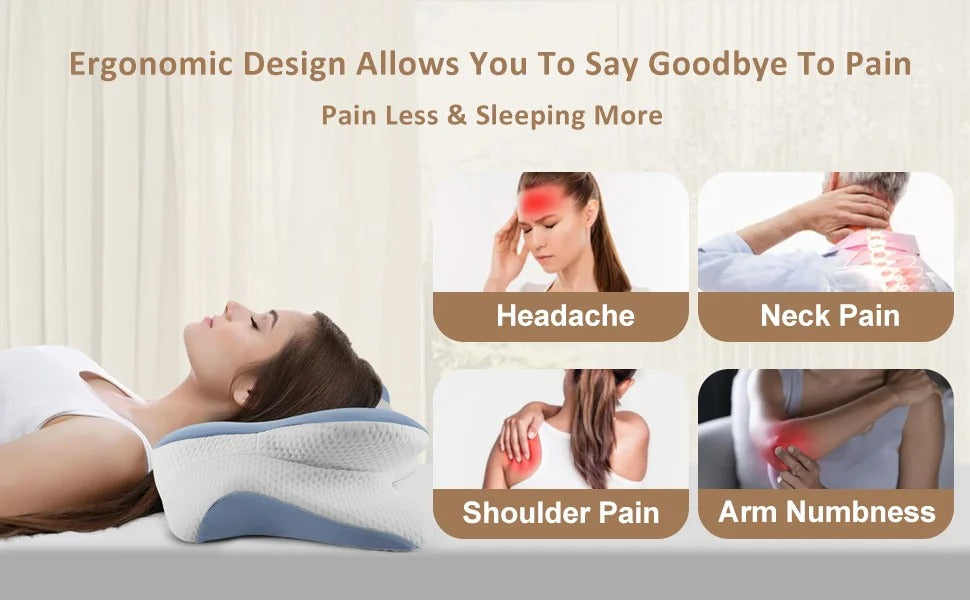Premium Memory Foam Cervical Pillow – 2-in-1 Ergonomic Contour Neck Pillow for Pain Relief – Orthopedic Support Pillow for Neck and Spine Alignment - StrengthXPhysiotherapy