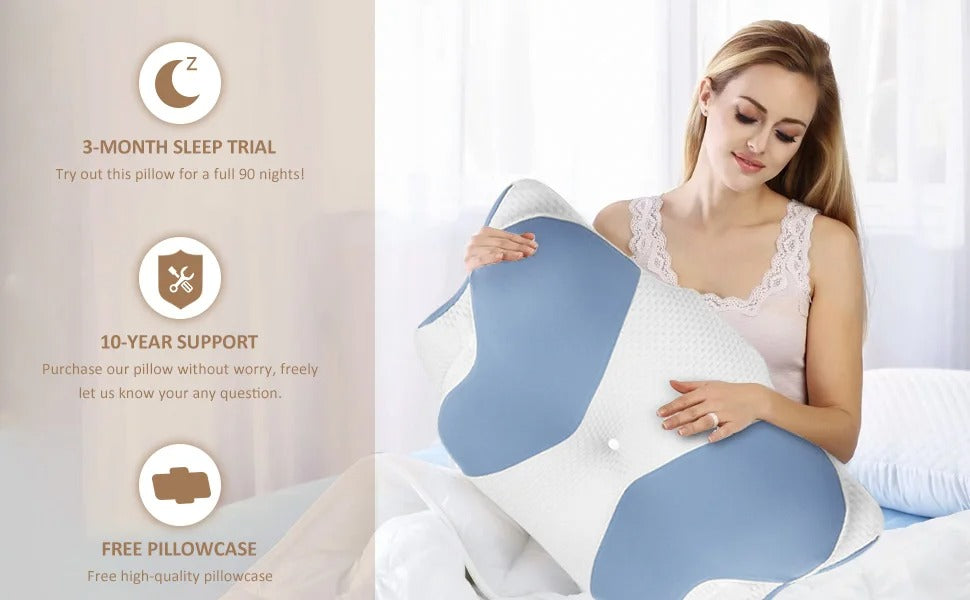 Premium Memory Foam Cervical Pillow – 2-in-1 Ergonomic Contour Neck Pillow for Pain Relief – Orthopedic Support Pillow for Neck and Spine Alignment - StrengthXPhysiotherapy