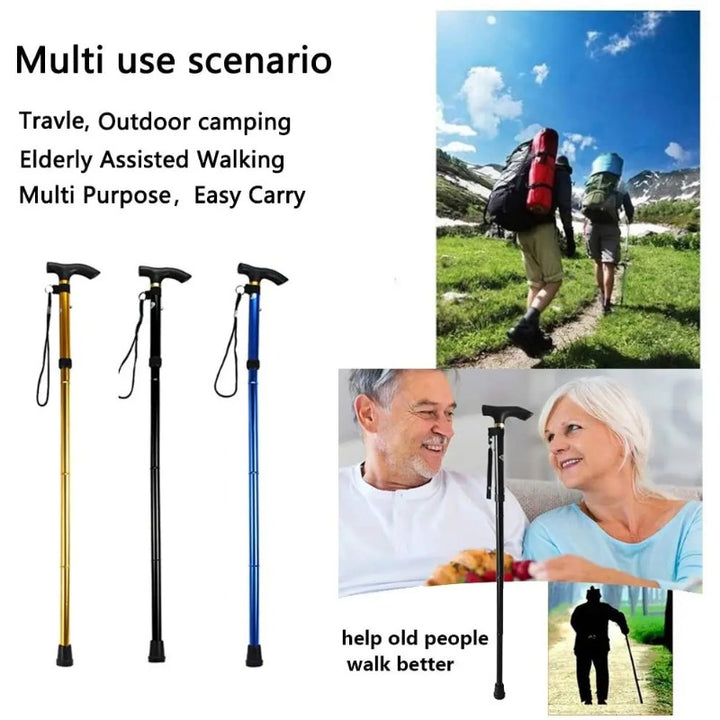 Premium Multifunctional Walking Stick – Telescopic Hiking Cane, Folding Trekking Poles for Seniors, Lightweight Aluminum 