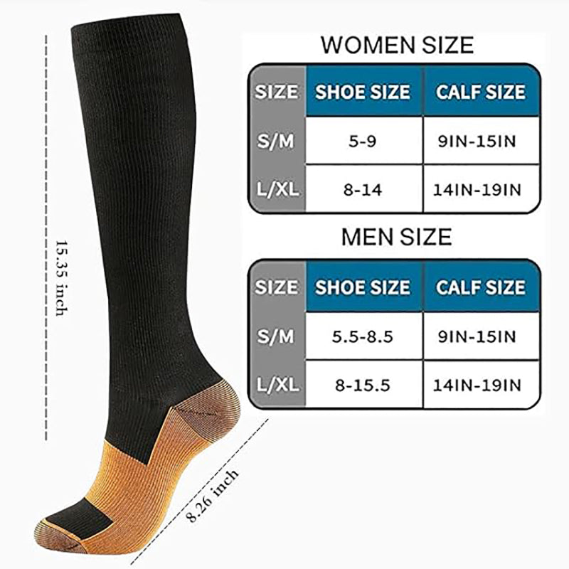 Premium Compression Socks for Men & Women – Copper-Infused Anti-Fatigue Pain Relief – Varicose Vein & Knee High Support 