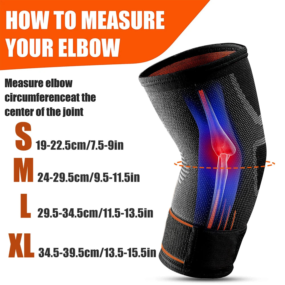 Premium Elastic Elbow Brace for Sports, Compression Arm Sleeve, Breathable Elbow Pads for Safety and Support, Adjustable