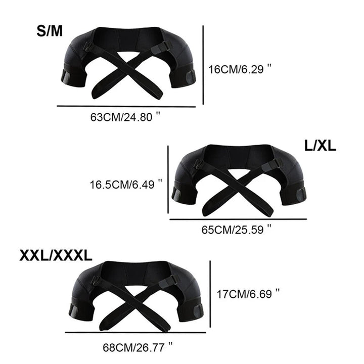 Premium Adjustable Shoulder Brace for Sports, Back Pain Relief, Compression Support, Double Bandage Strap, Lightweight  