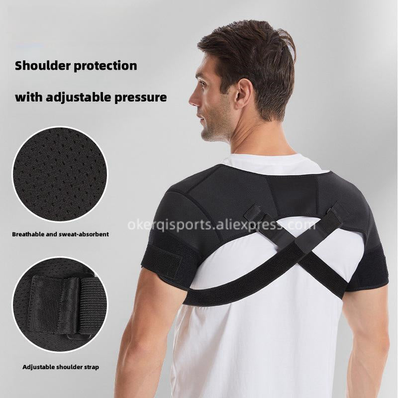 Premium Adjustable Shoulder Brace for Sports, Back Pain Relief, Compression Support, Double Bandage Strap, Lightweight  