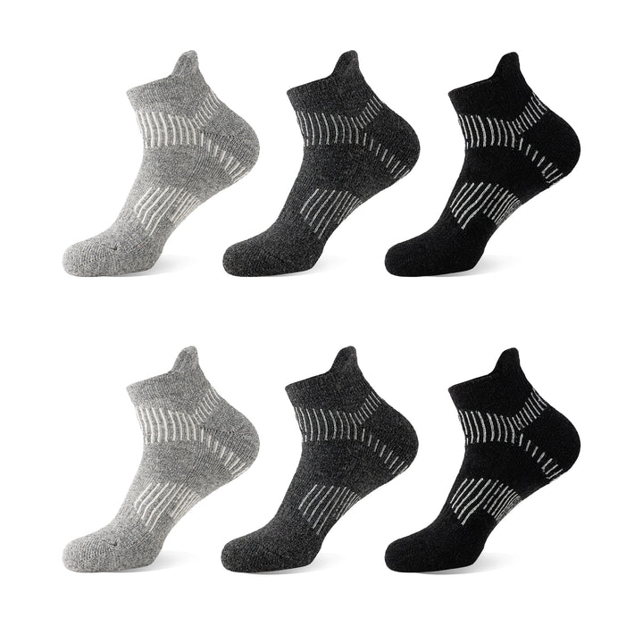 Premium Sweat Absorbing Compression Running & Hiking Socks – 6 Pairs, Thick Cotton Ankle Sports Socks for Men & Women, Low 