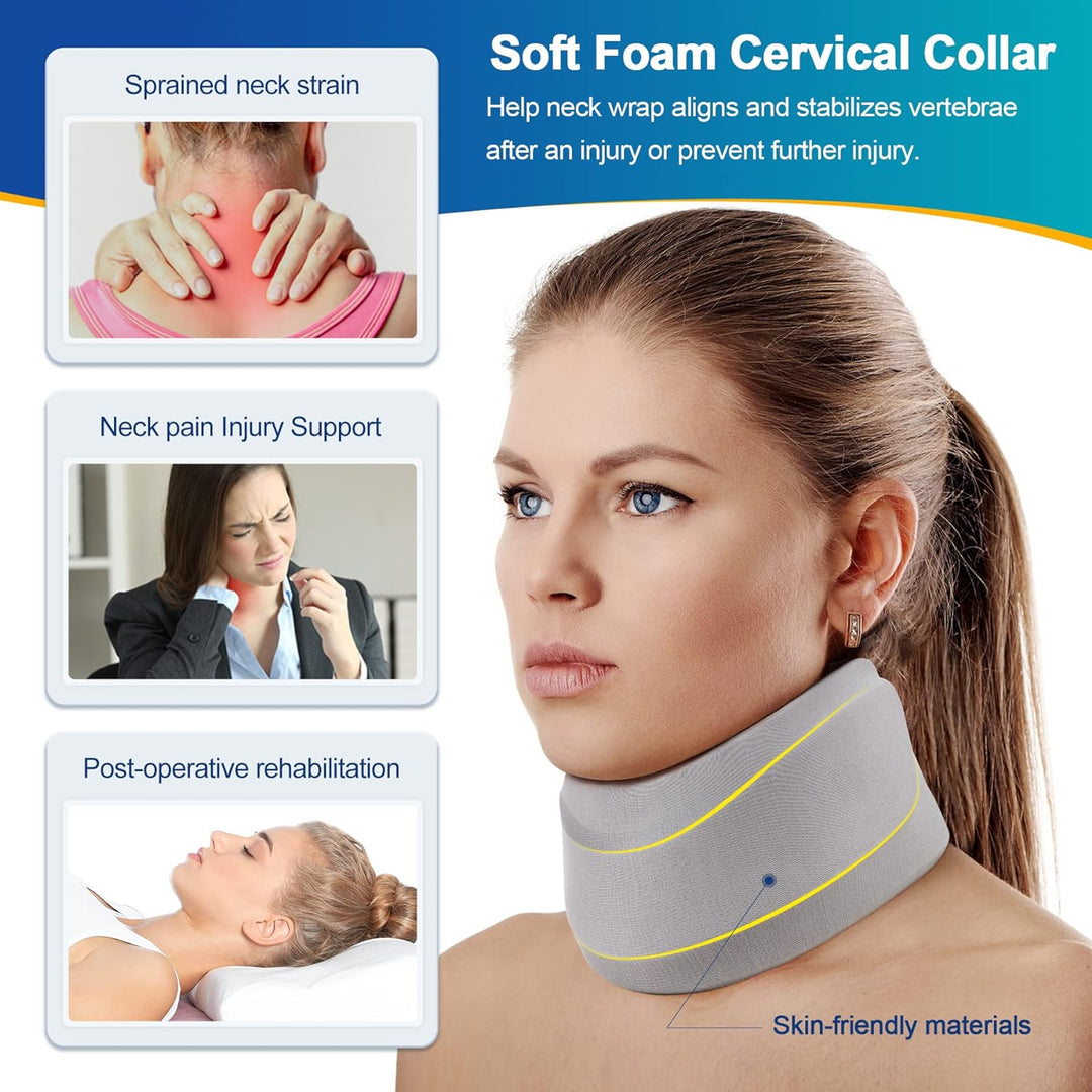 Premium Adjustable Neck Brace Foam Cervical Collar for Pain Relief, Comfortable Support for Home Use and Sleeping, Various 