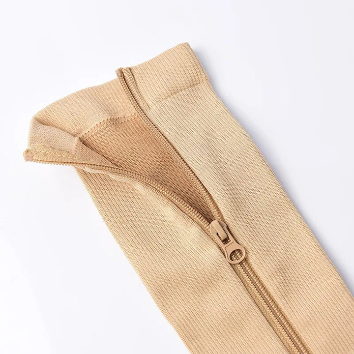 Premium Zipper Compression Socks with Open Toe – 15-20 mmHg, for Men & Women, Lightweight Support for Pregnancy, Swelling, 