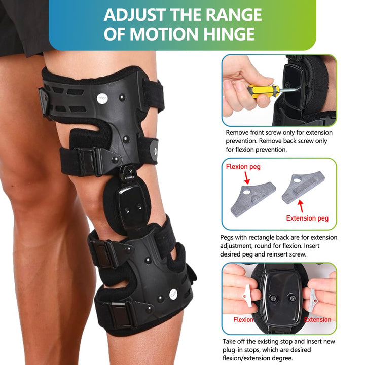 Premium Adjustable Knee Brace for ACL, Meniscus & Ligament Injuries | ROM Hinged Orthopedic Support for Men & Women | Optimal Stability & Comfort - StrengthXPhysiotherapy