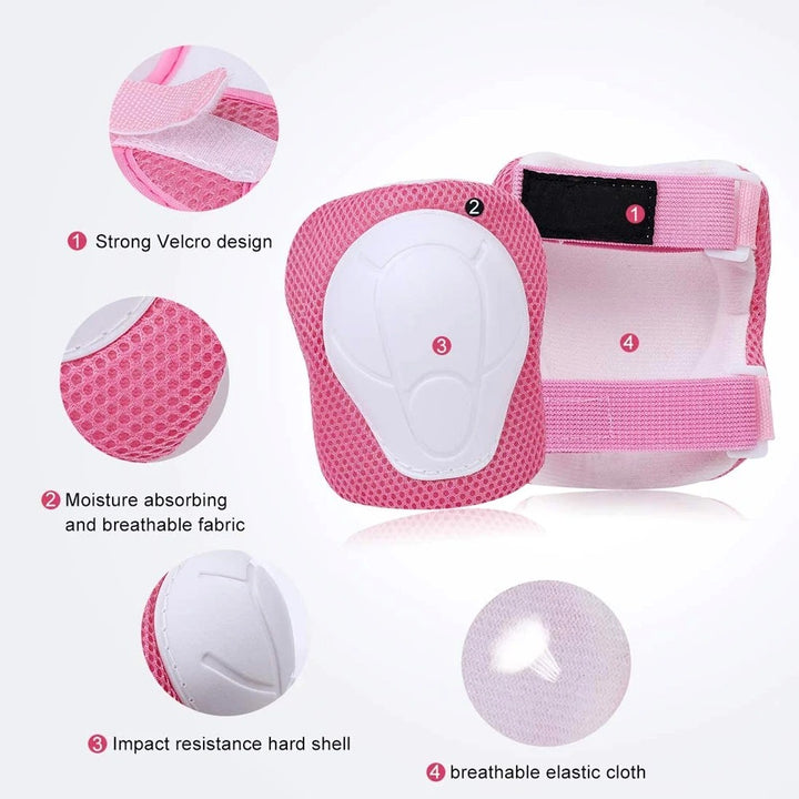 Premium Kids Knee Pads, Elbow Pads & Wrist Guards Safety Set for Ages 3-7, Adjustable Protective Gear for Boys & Girls, Perfect for Skating, Cycling, Skateboard – 6 Pieces - StrengthXPhysiotherapy