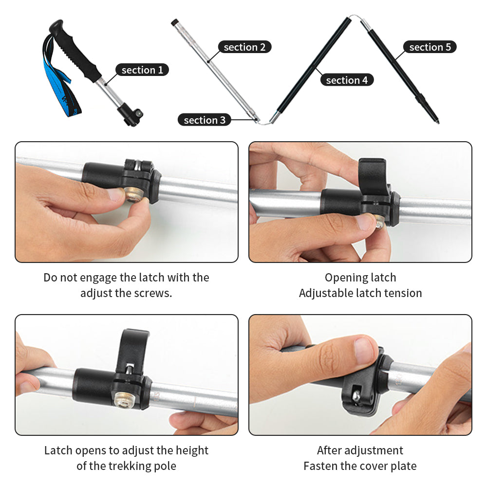 Premium Ultralight Folding Trekking Pole – Adjustable Telescopic Walking Stick, Aviation-Grade Aluminum Alloy, EVA Anti-Slip 