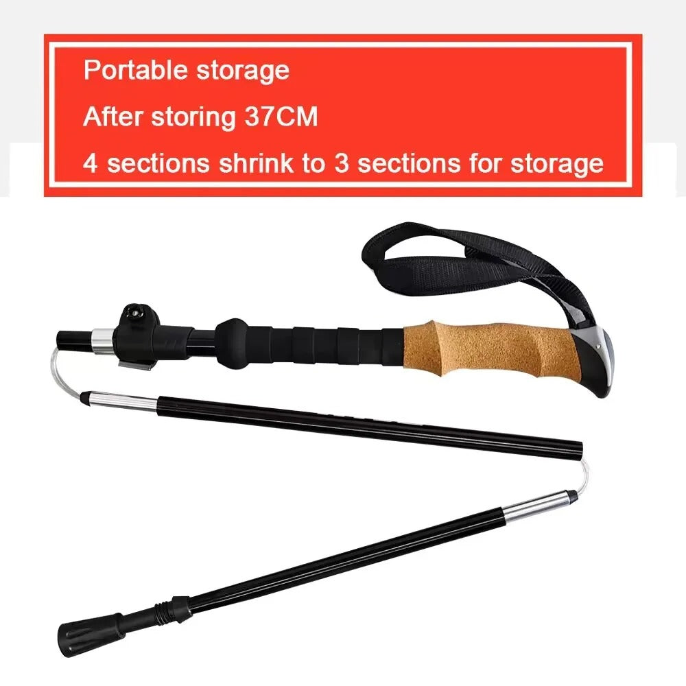 Premium Ultralight Folding Trekking Pole – Adjustable Telescopic Walking Stick, Aviation-Grade Aluminum Alloy, EVA Anti-Slip Handle, Portable for Hiking, Camping, and Outdoor Adventures - StrengthXPhysiotherapy