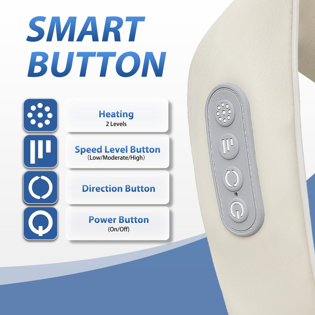 Premium Neck and Shoulder Massager with Heat | Deep Tissue Shiatsu Electric Kneading Pillow for Pain Relief | Wireless Body