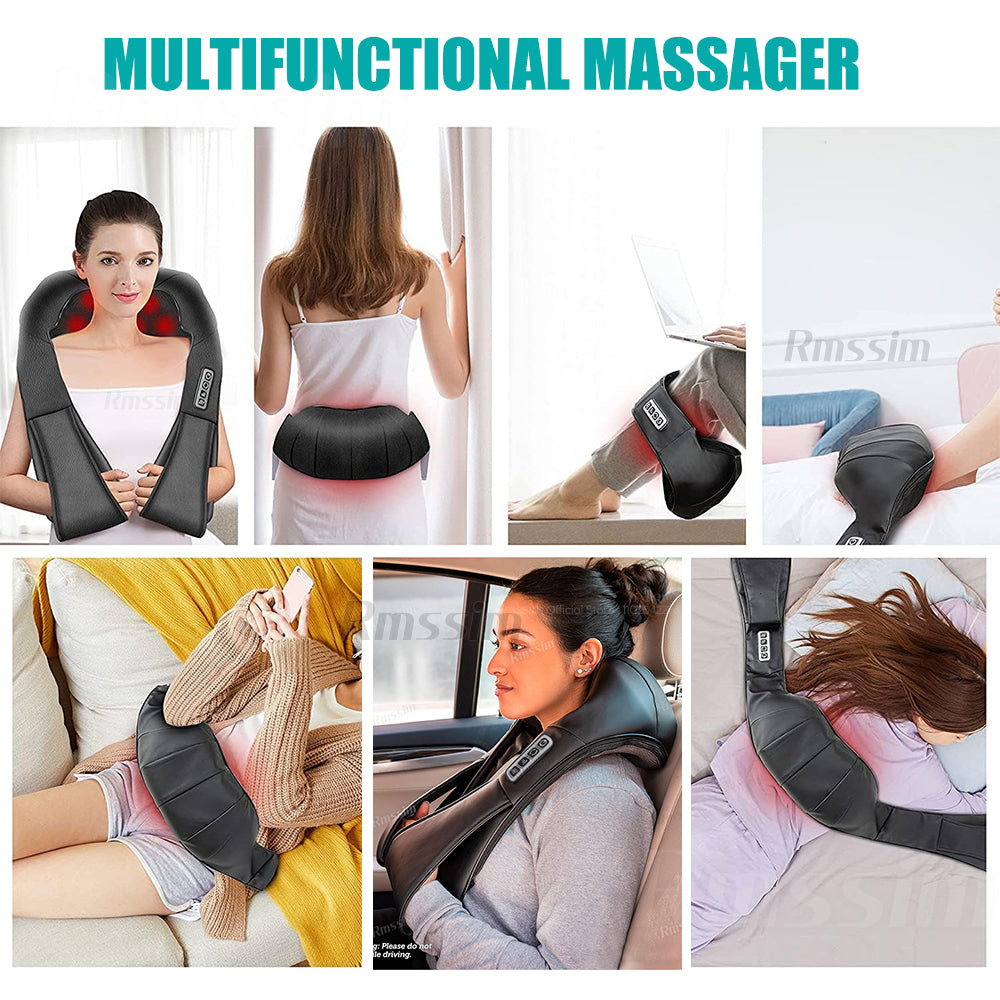 Premium Shiatsu Back, Neck & Shoulder Massager with Heating Function, 4D Deep Tissue Kneading Massage Pillow for Full Body 
