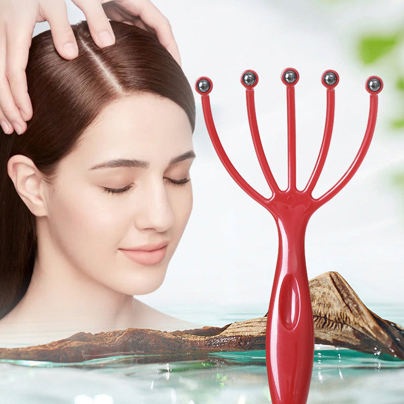 Premium Nine-Claw Head Massager - 360° Rotating Massage Beads, Handheld Steel Ball Design for Scalp & Neck Relaxation, Stress