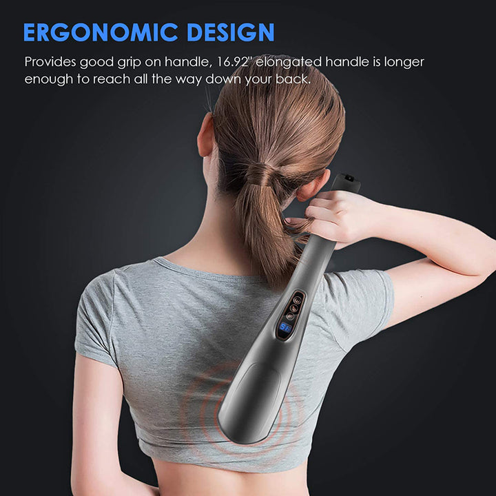 Premium Infrared Electric Handheld Massager with Heat - Full Body Percussion Massage Stick for Neck, Back, and Waist Relief, 
