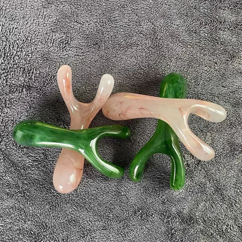 Premium Resin Face Lifting Gua Sha Tool - Y-shaped Fork Massage Plate for Facial Sculpting, Nose Massage, and Trigger Point