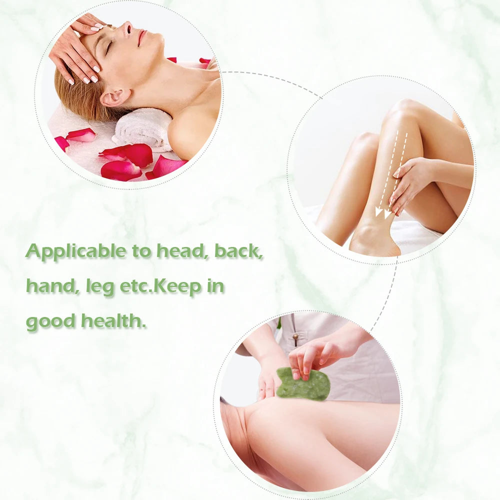 Premium Natural Jade Gua Sha Scraper Board for Face Massage, Acupoint Meridian Relaxation, Skin Lifting and Eye Care SPA Tool
