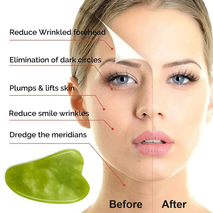 Premium Natural Jade Gua Sha Scraper Board for Face Massage, Acupoint Meridian Relaxation, Skin Lifting and Eye Care SPA Tool