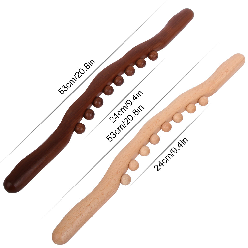 Premium 8 Beads Gua Sha Massage Stick - Carbonized Wood Meridian Scraping Therapy Wand for Muscle Relaxation and Acupuncture