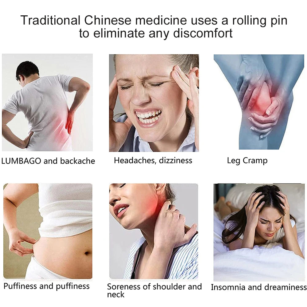 Premium 8 Beads Gua Sha Massage Stick - Carbonized Wood Meridian Scraping Therapy Wand for Muscle Relaxation and Acupuncture