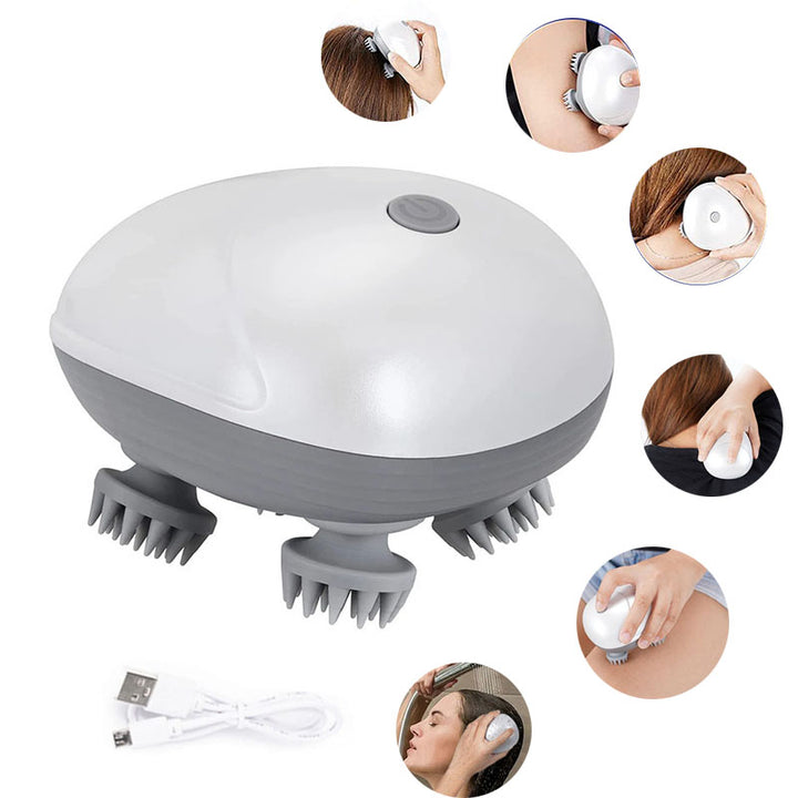 Premium Rechargeable Electric Scalp Massager for Hair Growth, Stress Relief & Headache Relief – Waterproof Handheld Massager
