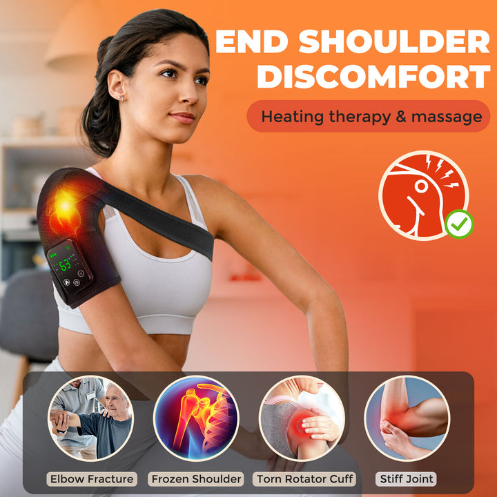 Premium USB Electric Heating Kneepads & Shoulder Massager | 3-in-1 Adjustable Heated Brace with Three Heat Levels & Vibration