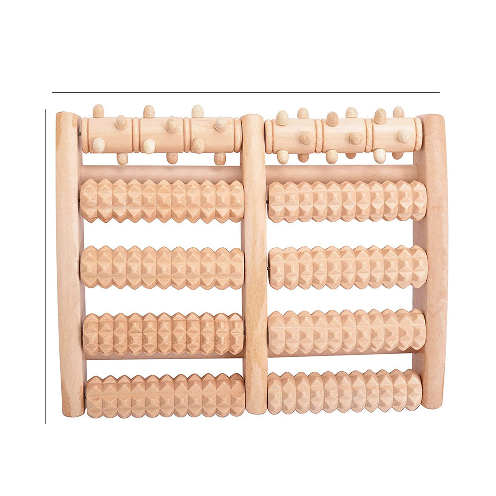 Premium Wooden Foot Massager Roller for Stress Relief & Plantar Fasciitis Pain Relief, Portable Acupressure Dual Massage 