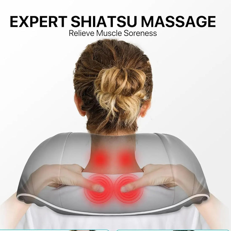 Luxury Shiatsu Neck, Back & Shoulder Massager with Heat, 4D Deep Kneading for Full Body Muscle Relief, Electric Massage Pillow for Legs & Tissue Stress - StrengthXPhysiotherapy