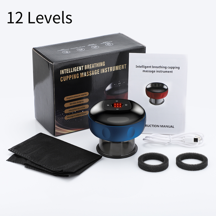 Premium Electric Cupping Therapy Set – Rechargeable Gua Sha Massager, 12-Level Vacuum Suction, Fat Burning & Slimming, Red 