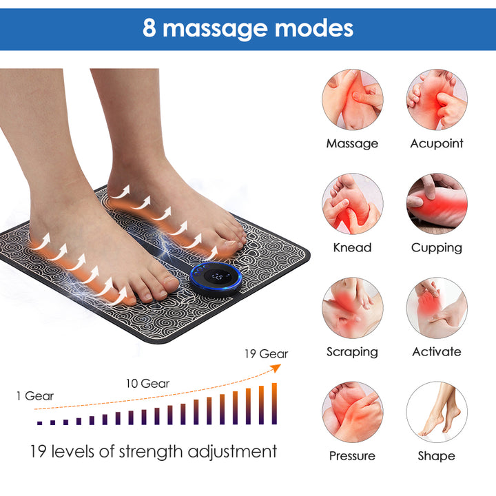 Premium Electric EMS Foot Massager Pad with Remote Control - Acupoint Stimulation, Pain Relief, Muscle Relaxation, 8 Modes,