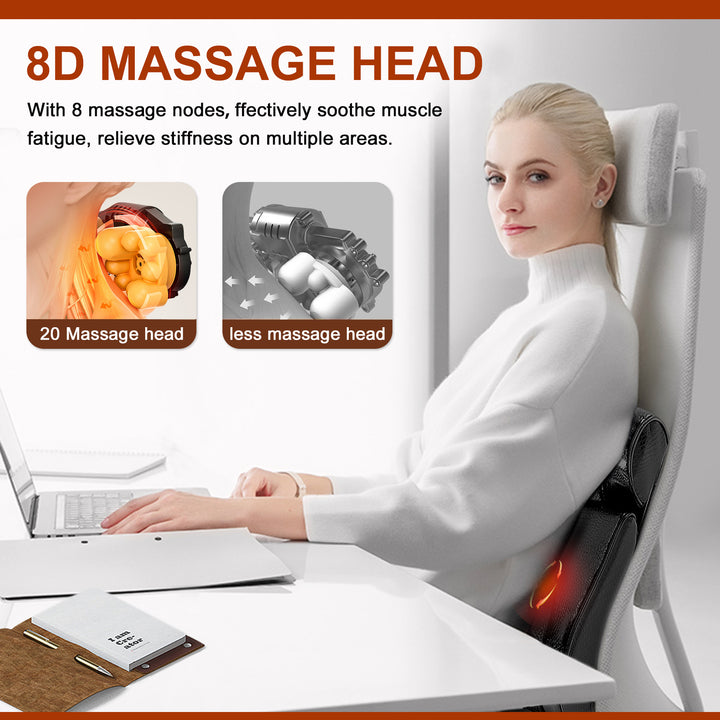 Premium Electric Massage Pillow for Back, Neck & Shoulder Relief – 3D Deep Tissue Nodes, Infrared Heating, Multiple Massage 