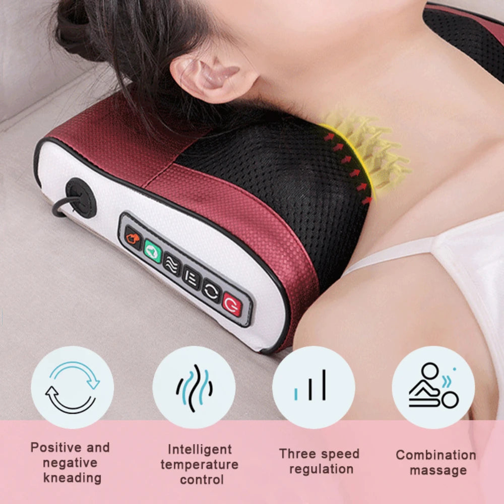 Premium Electric Massage Pillow for Back, Neck & Shoulder Relief – 3D Deep Tissue Nodes, Infrared Heating, Multiple Massage 