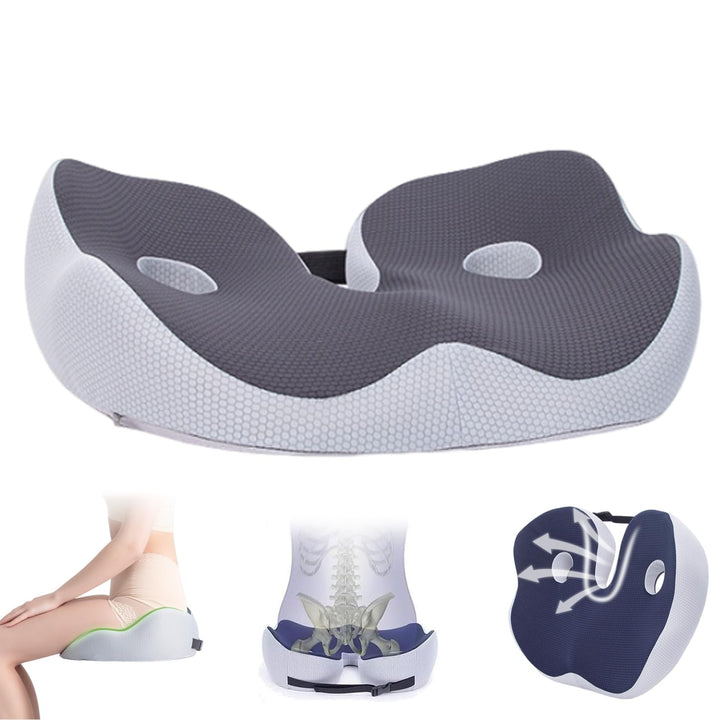 Premium Memory Foam Sit Bone Relief Cushion – Ergonomic Washable Seat Cushion for Pressure Relief, Breathable Comfort, Long 