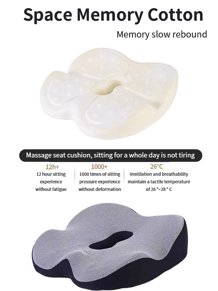 Premium Memory Foam Seat Cushion – Orthopedic Back & Waist Support for Office, Car, & Home – Coccyx Relief, Hip Massage Pad,