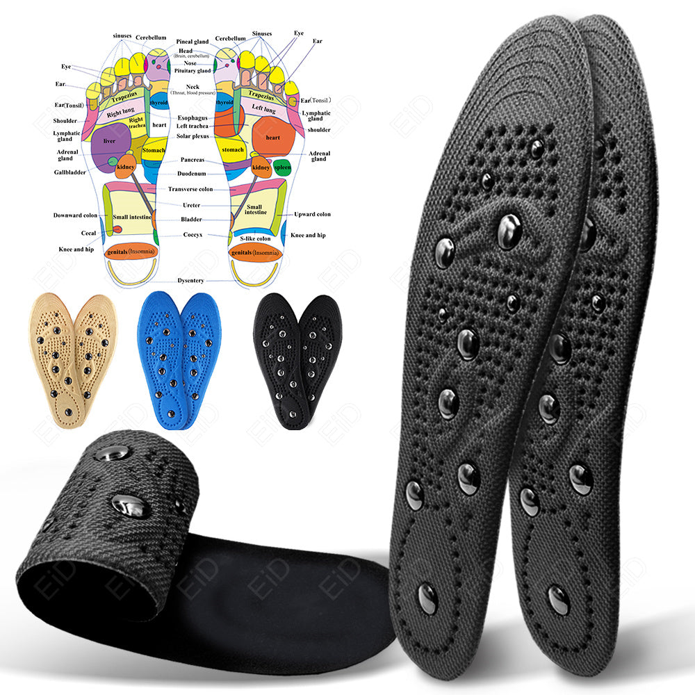 Premium Magnetic Therapy Insoles for Foot Acupressure - Soft Sports Cushion Inserts, Sweat-Absorbing & Deodorant, Unisex 