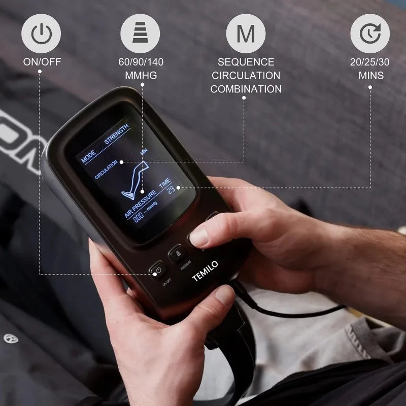 Luxury Air Compression Leg Recovery System Foot Massager for Enhanced Circulation, Muscle Relaxation, Adjustable Intensity, 