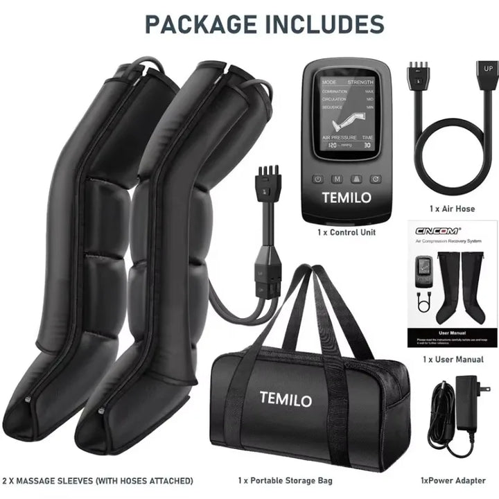 Luxury Air Compression Leg Recovery System Foot Massager for Enhanced Circulation, Muscle Relaxation, Adjustable Intensity, 