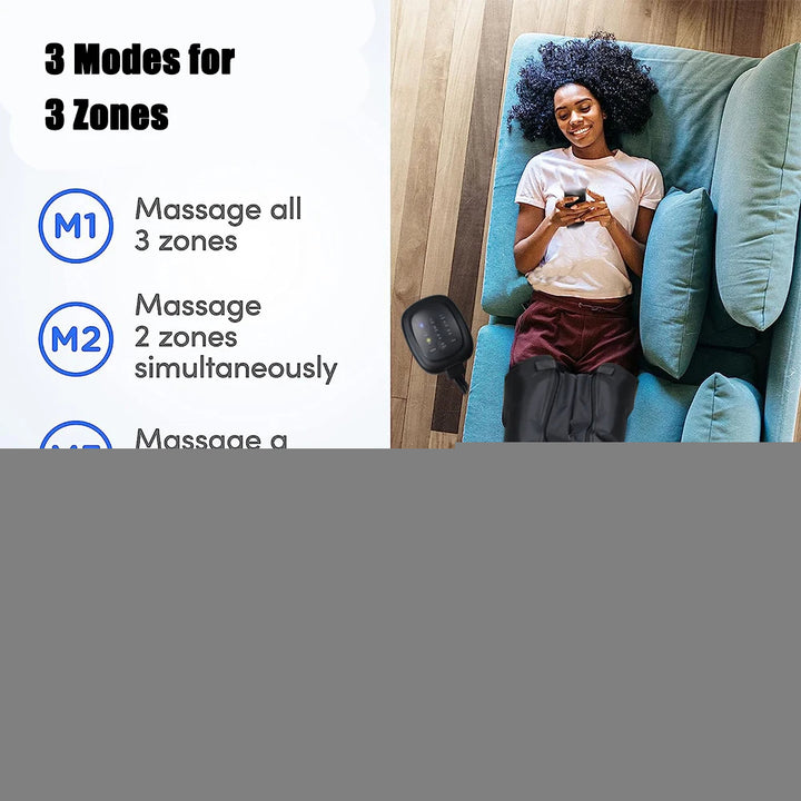 Luxury Air Compression Leg Recovery System Foot Massager for Enhanced Circulation, Muscle Relaxation, Adjustable Intensity, 