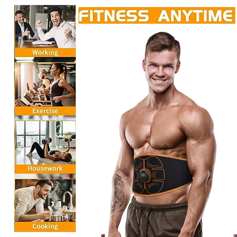 Premium ABS Muscle Stimulator EMS Abdominal Trainer – USB Rechargeable Vibration Fitness Belt for Home Gym, 10 Modes, 30 