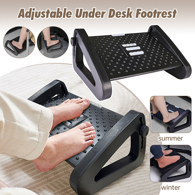 Premium Ergonomic Under Desk Footrest with Massage Surface, 6-Height Adjustable Foot Stool, Non-Slip Design for Office &  