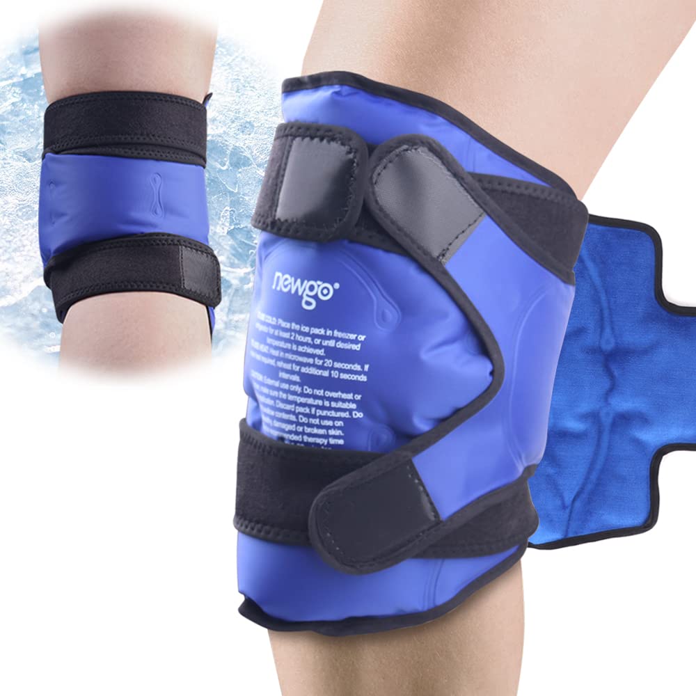 Premium Reusable Knee Ice Pack Wrap – Hot Cold Compress Therapy for Pain Relief, Gel Knee Support for Sprains, Injuries, Full