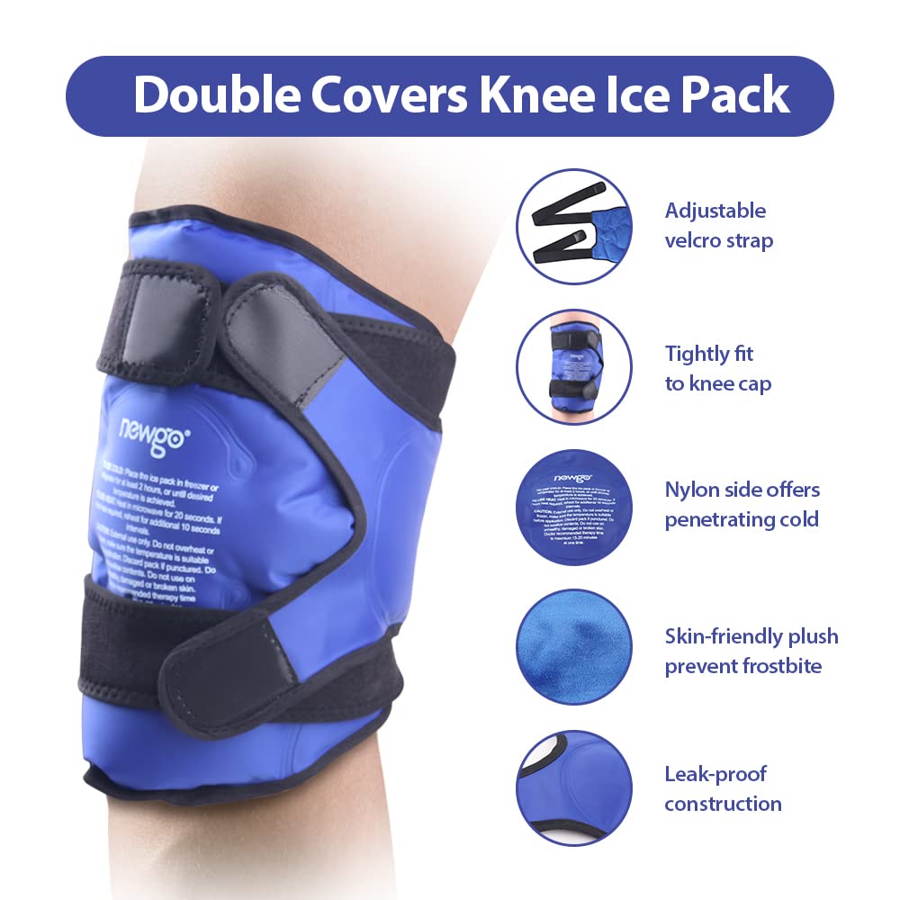 Premium Reusable Knee Ice Pack Wrap – Hot Cold Compress Therapy for Pain Relief, Gel Knee Support for Sprains, Injuries, Full