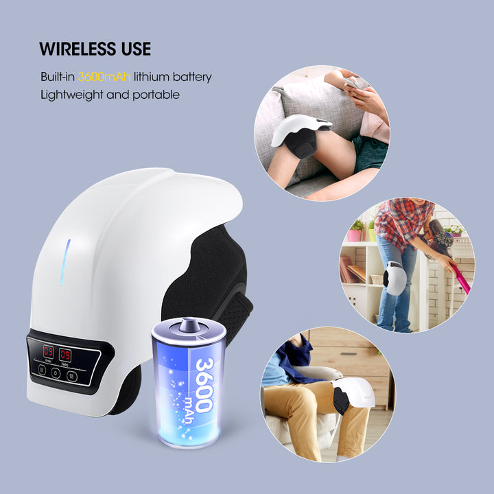 Premium Wireless Heated Knee Massager - Multifunctional Vibration & Hot Compress Therapy, 360° Wrap, Adjustable Temperature 