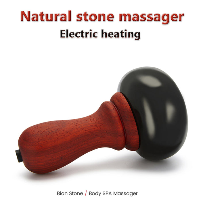 Premium Hot Stone Electric Gua Sha Massager for Skin Lift & Muscle Relaxation – Natural Bianstone, 5 Temperature Settings, 