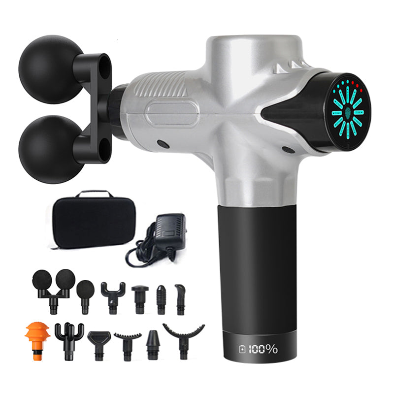 Premium 24V Deep Tissue Massage Gun with Hot & Cold Compress, 12 Heads, High-Frequency Muscle Relaxation for Neck, Shoulder & Full Body Recovery - StrengthXPhysiotherapy