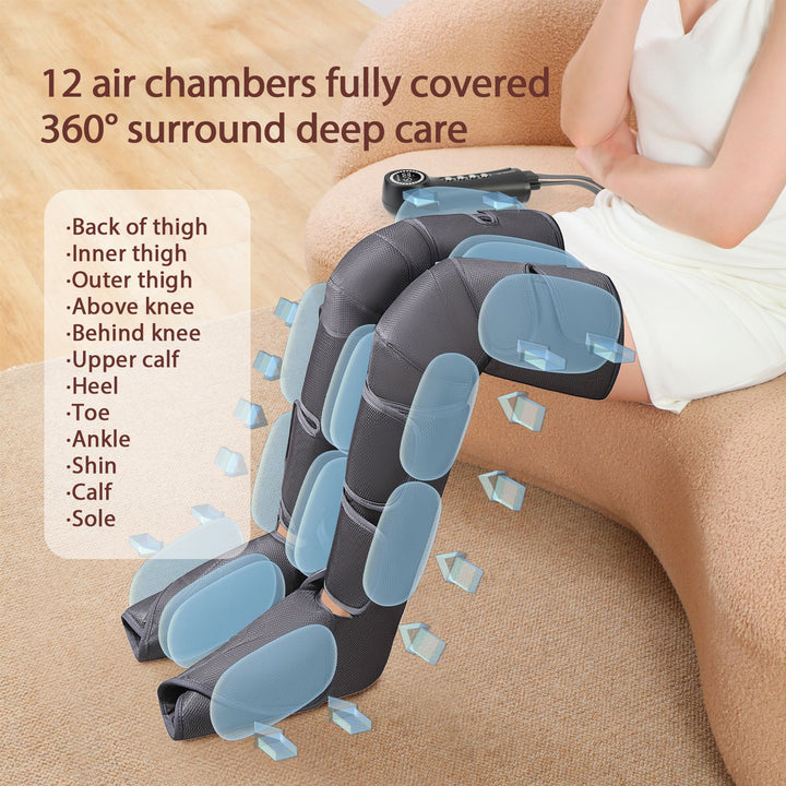 Luxury Air Wave Leg Massager with Infrared Heat & Air Pressure Technology for Thigh, Knee, and Calf Relief – 5 Intensity 