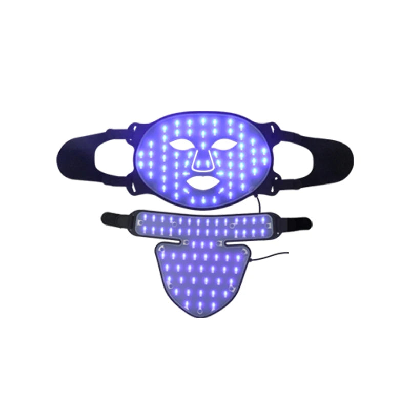 Premium Silicone LED Facial Mask with Neck Coverage - 4 Colors Photon Light Therapy, 168 LED Beads, Anti-Aging, Acne 